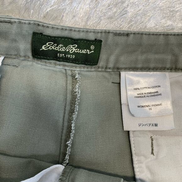 Eddie Bauer Green Flat Front Chino Shorts Sz 16 - Picture 4 of 5